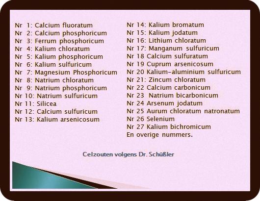 Celzouten volgens dr Schüssler